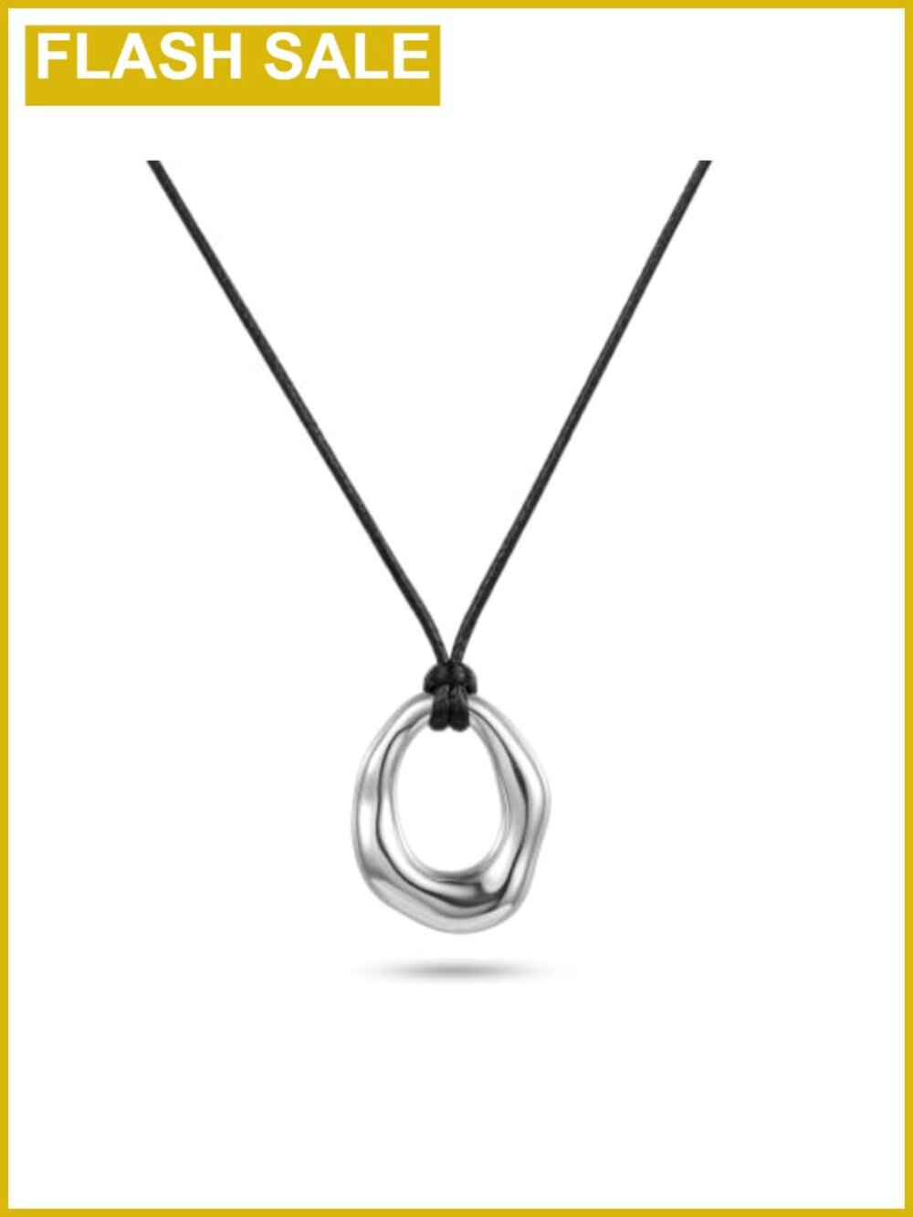 Chunky Silver Statement Necklace Unisex Irregular Pendant Adjustable
